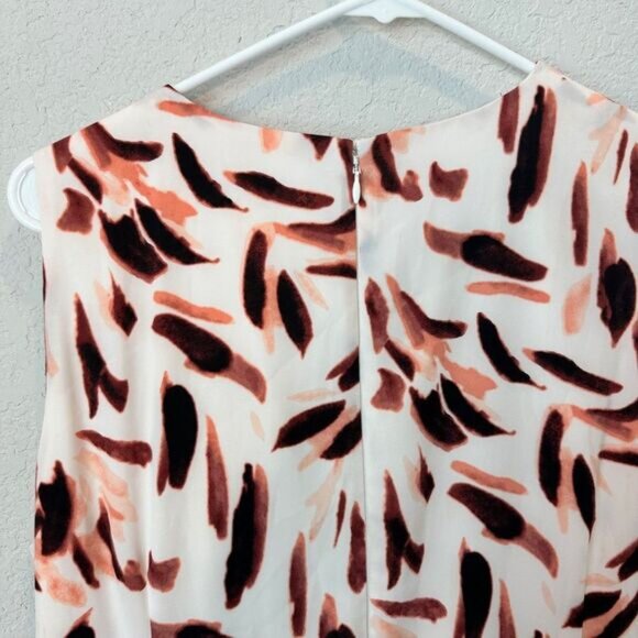 White House Black Market White Abstract Print Midi Sheath Dress - Size 12 - EUC - Picture 3 of 7